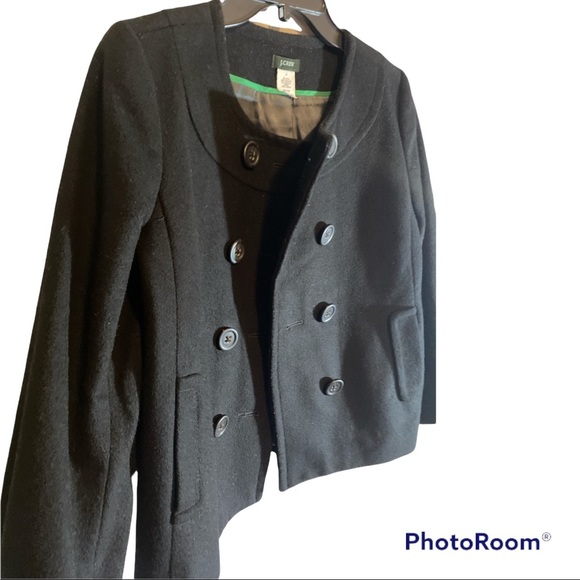 J. Crew cashmere/wool blend Black pea Coat - Picture 3 of 10